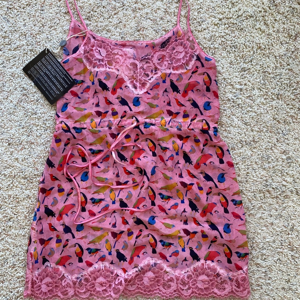 Objects de Desire brand sheer with lace hem top